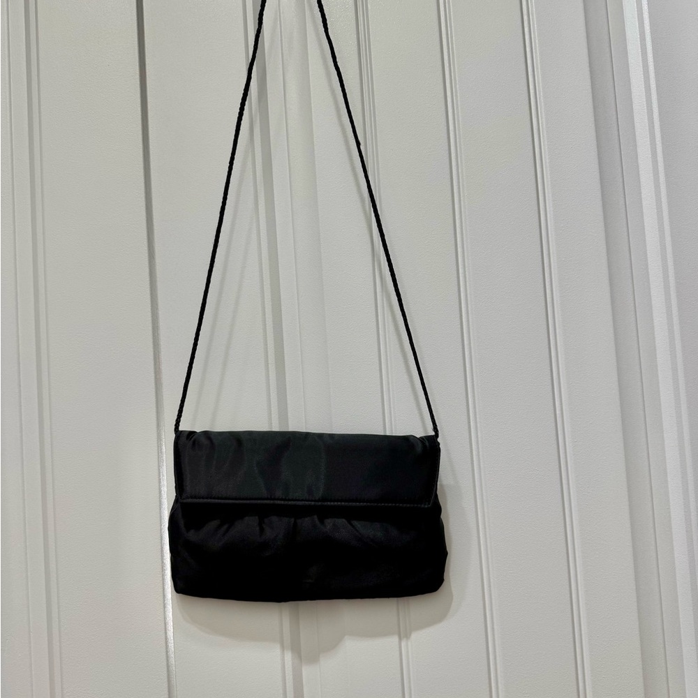 Elegant Black Satin Shoulder Purse